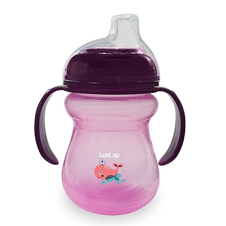 LuvLap Mobby Little Spout Sipper, BPA Free, 240 ml, 6m+ (Pink)