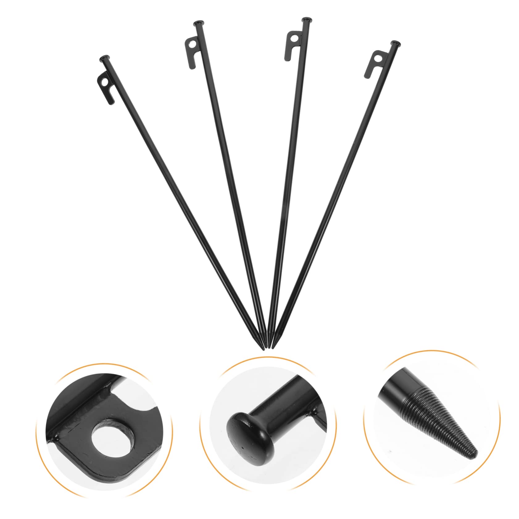 Estacas Metálicas para Tiendas de Campaña de Acero 4 Piezas 40 Cm | Negro, para Carpas y Cuerdas, Uso Exterior y Camping, Soporte Firme y Extracción Sencilla