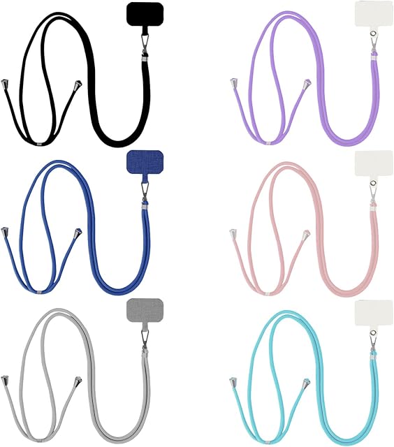 DKDDSSS 6 Pcs Phone Lanyard, Lanyards for Neck Adjustable Nylon Wrist Straps for Mobile Phones, Keychains, Game Consoles, Many Colors