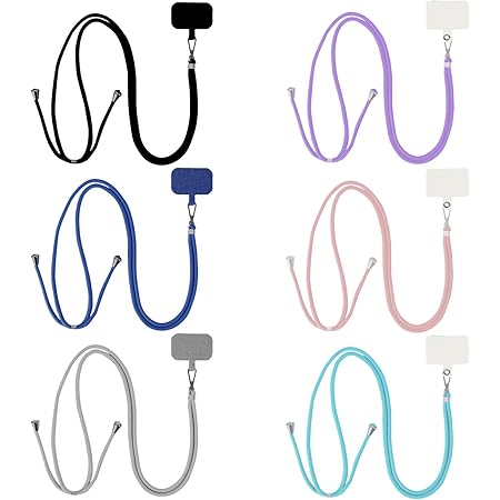 Jrkvniv 2 pezzi Cordino per Cellulare Telefono Universale, Tracolla e Cinturino da Polso Regolabile Collana Collo Catena Laccio per Cellulare e Patch Telefono,Multicolor 01