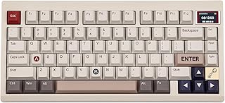 EPOMAKER TH80 PRO V2 Wireless Gaming Keyboard with Screen, BT5.0/2.4G/USB-C Gasket-Mounted Custom Keyboard, Hot Swappable, VIA Mechanical Keyboard for Win/MAC (Retro White, Sea Salt Silent Switch)