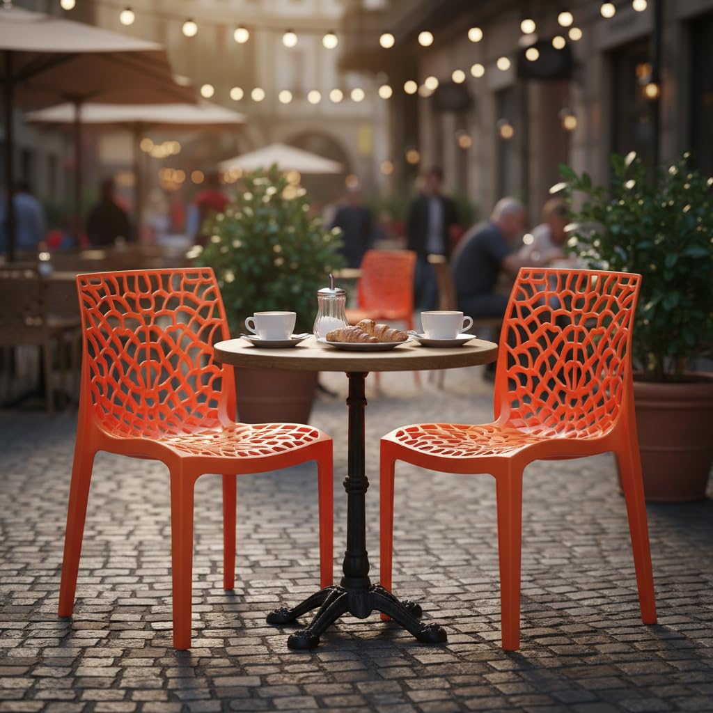 Supreme Web Plastic Chair |Armless Chair for Living Room, Home, Garden, Indoor & Outdoor Use|Weight Bearing Upto 220kgs(Color: Orange; Set of 2)-image-15