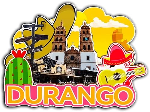 Durango - Imán de madera para nevera, diseño de México, 3D, recuerdos coleccionables, decoración hecha a mano, 2301