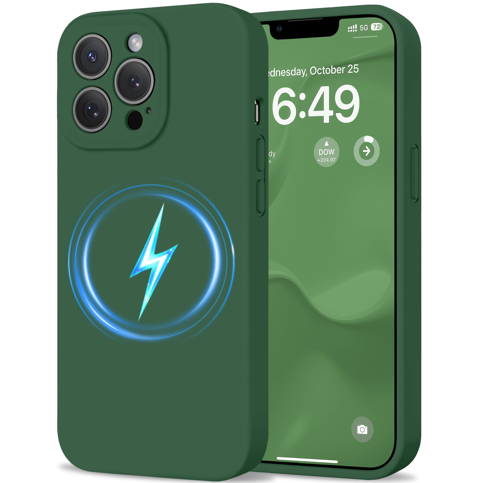 Coque iPhone 13 Pro compatible MagSafe doublure microfibre vert