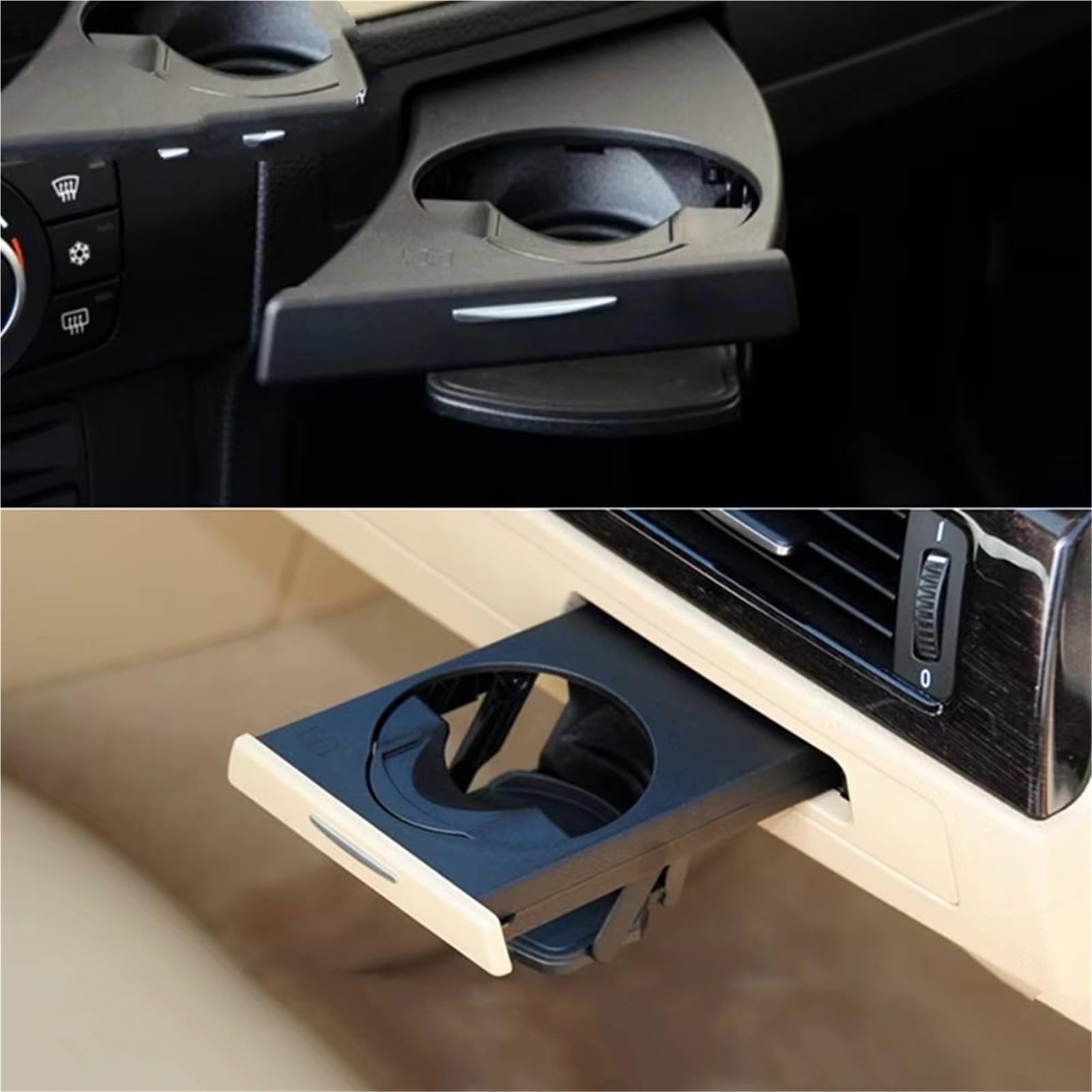 Compatible Con Para 335i Para XDrive E90 E92 2009 2010 2011 Coche Bebida Agua Copa Botella Doble Soporte OEM： 51459173463 51459173467(Black Left)
