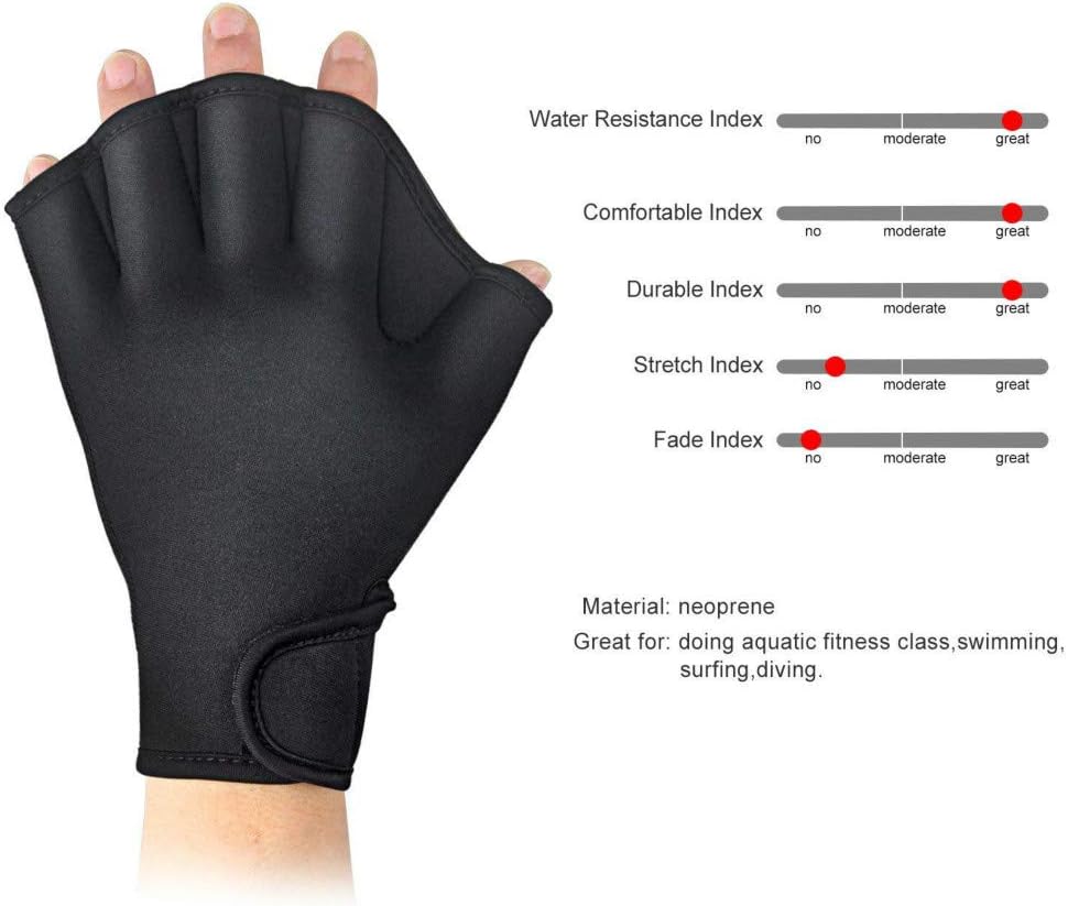FIVE BEE Web Frog Swim Gloves Aquatic Fitness Water Resistance Training- Webbed Flippers Paddle- with Adjustable Strap- Sizes for Men Women Adult Children (1 Pair, Black) (Medium) : Sports & Outdoors