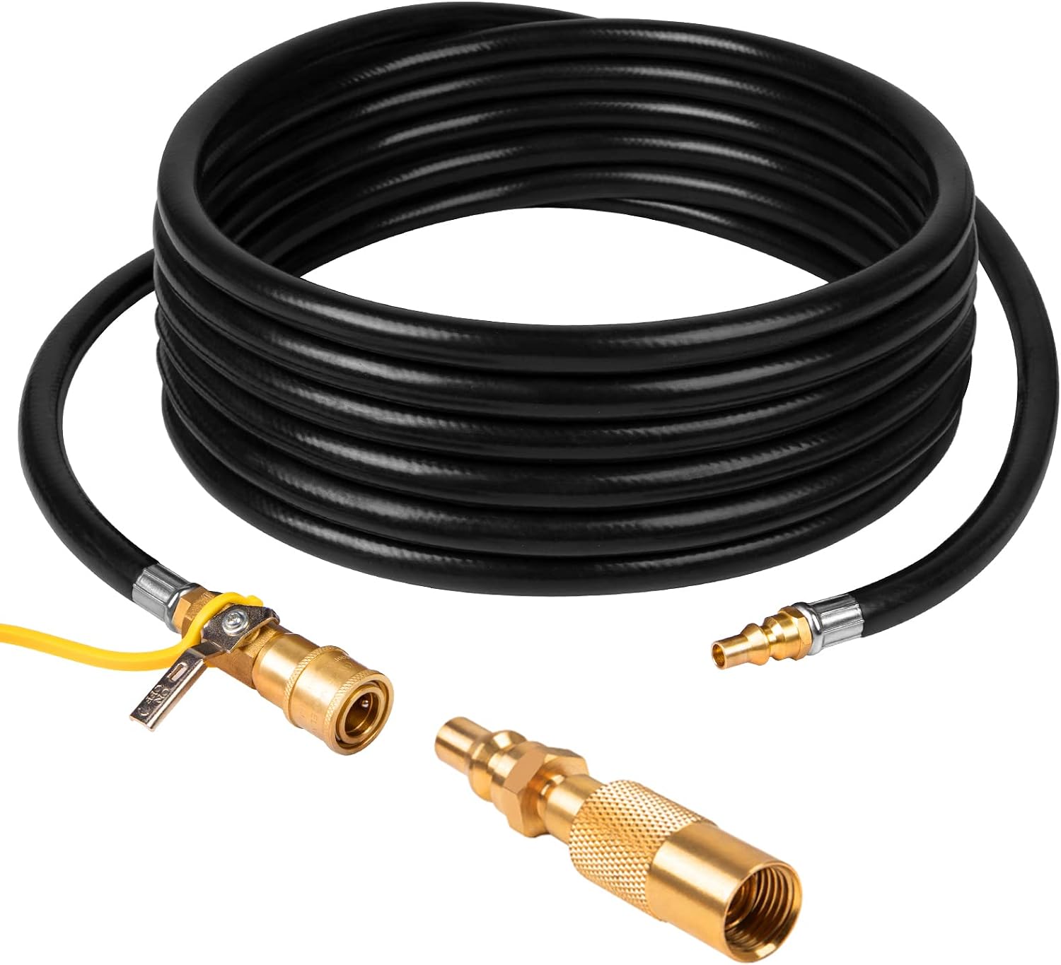 SHINESTAR 12FT Propane Quick-Connect Hose, LP Quick Disconnect Propane Hose with Adapter for Blackstone 17/22-Inch Griddle for RV to Grills, Extension Hose with Safety Shutoff Valve and Full Flow Plug