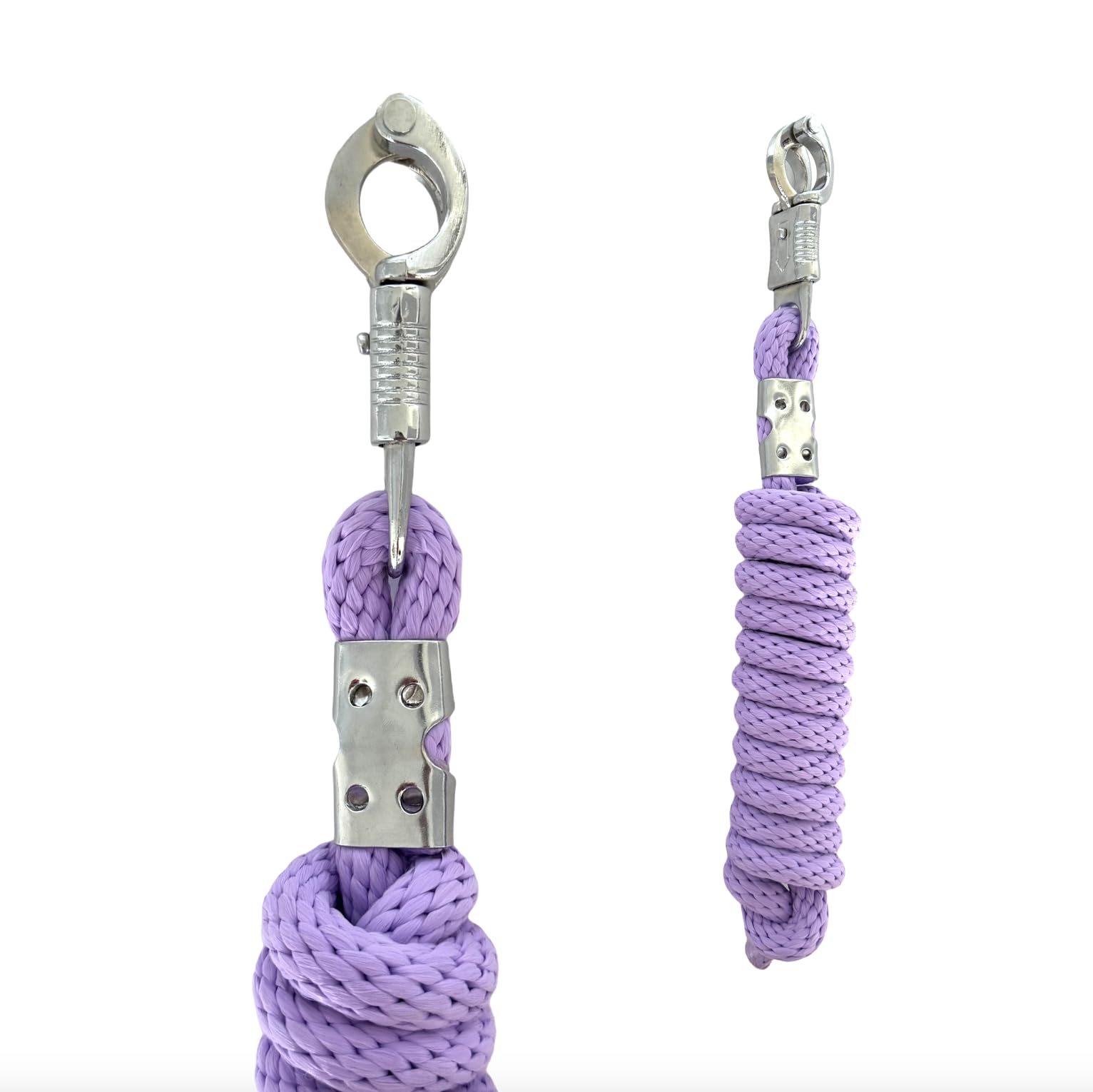 JA4002 Halfter Führstrick Set mit Panikhaken verstellbar Pferdehalfter Pferd Holzpferd Anbindestrick (Panikhaken Lavender, Pony)