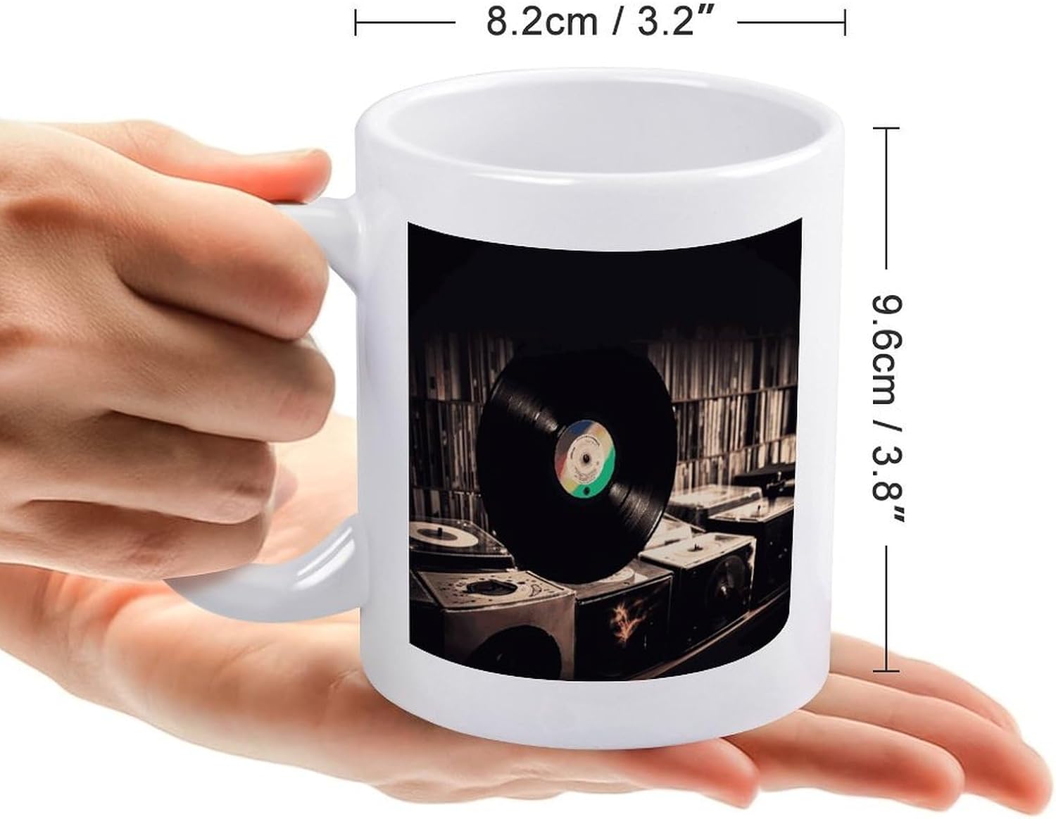 Vinyl Records Coffee Cup with Handle White Mug Personalized Ceramic Coffee Mug Novelty Sublimation Mugs Modern Tea Cup Adult Gift Cups for Home Office Fashion Mugs image 2