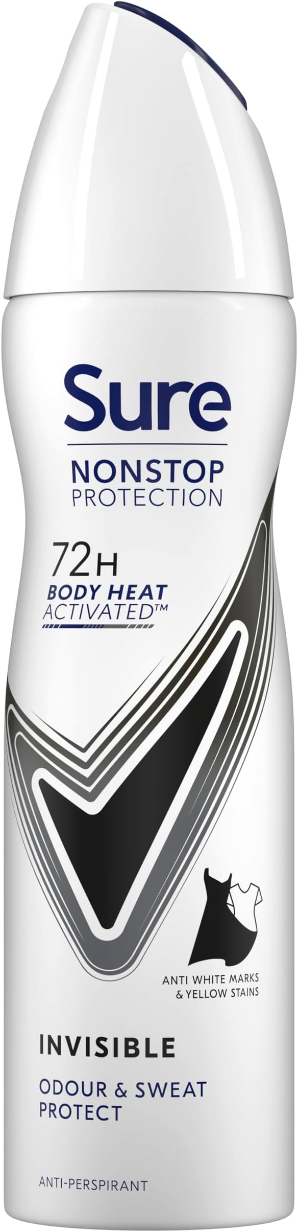 Nonstop Protection Invisible Black & White Anti-Perspirant Aerosol Women's Deodorant Spray with Body Heat Activated tech. and white mark protection for 72 hour odour and sweat protection 150 ml