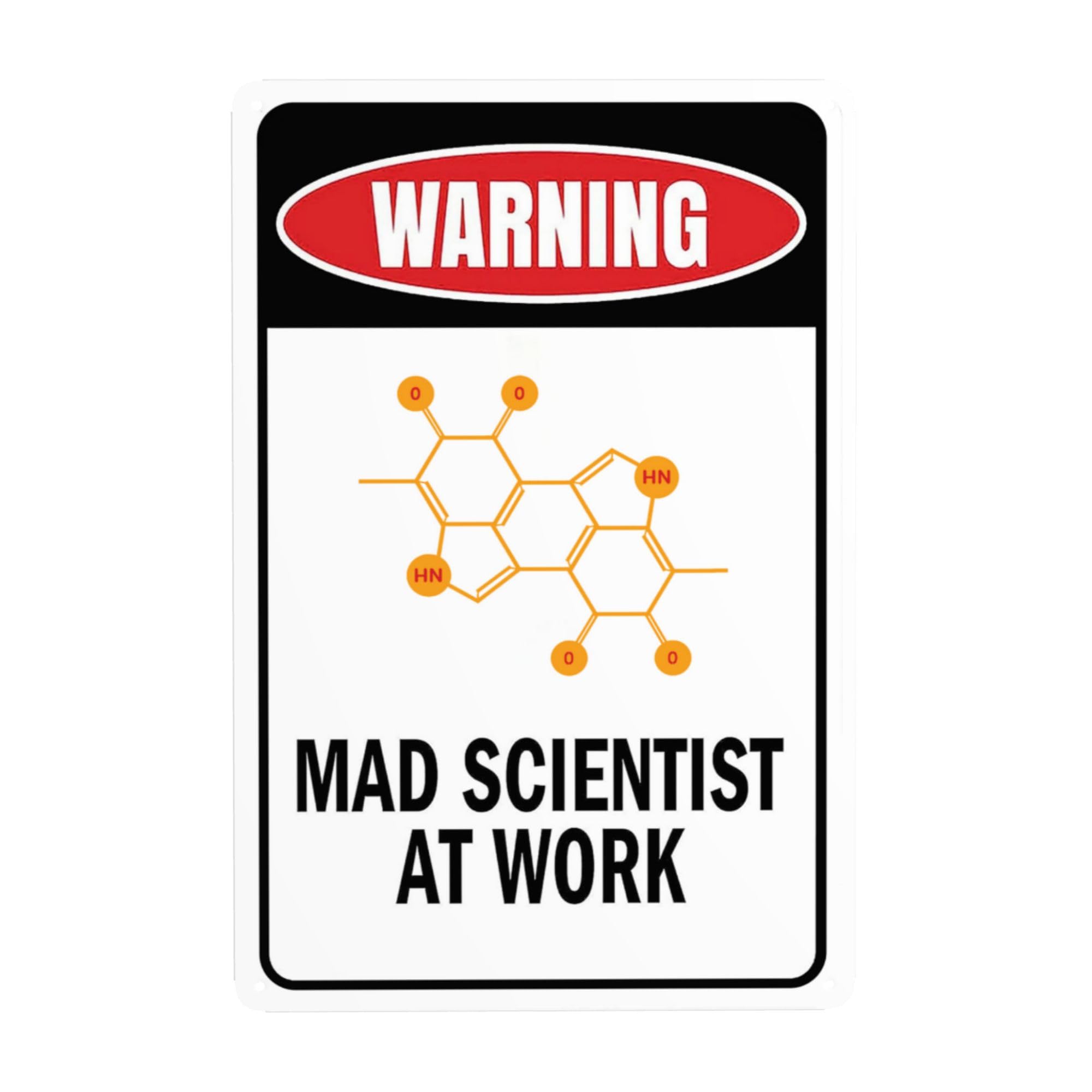 OMMIIY Decor 8''x12'' Mad Scientist Home Wall Decor - Mad Scientist Decorations Aluminum Signs Funny - Laboratory Sign Tin Metal Decor Mad Scientist Props for Chemistry Classroom Decorations