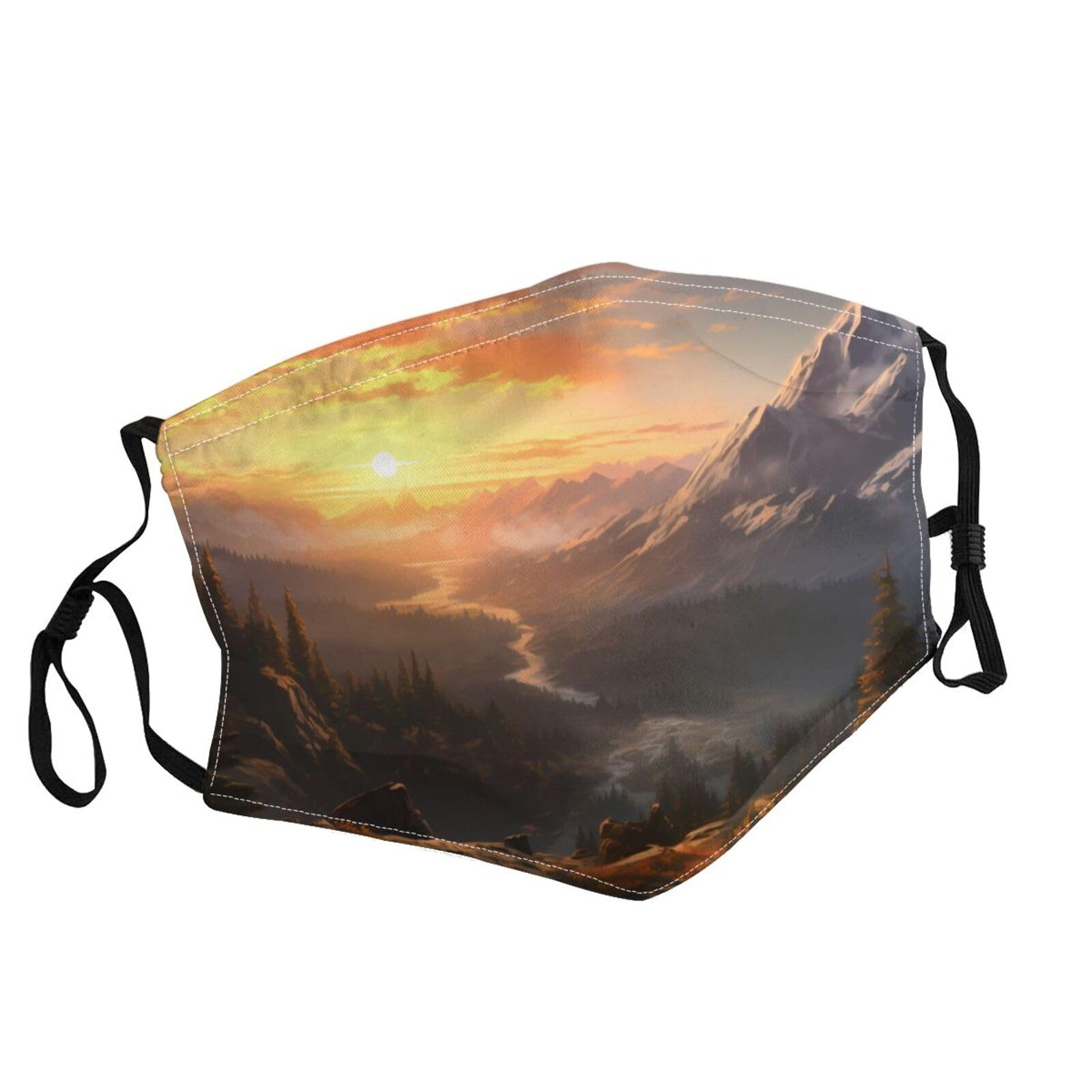 YYHWHJDE Adult Masks Washable 1 Soft breathable Suitable for camping, running, traveling daily use Mountain Sunrise Picture