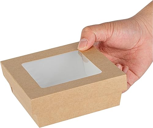 Miniatura 13 de Restaurantware Cafe Vision Cajas de postre de 27 onzas con ventana, 25 cajas resistentes para hornear, tapa desmontable, papel kraft resistente a la