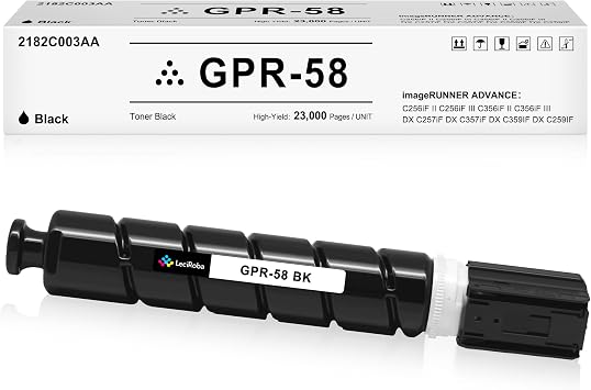 LeciRoba GPR58 2182C003AA Black Remanufactured Toner Cartridge Replacement for Canon GPR-58 for imageRUNNER Advance C256iF C356iF C257iF C357iF C259IF C359IF DX Printer High Yield, Black, 1-Pack