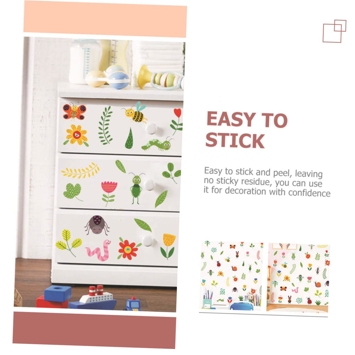 Yardwe 5 Juegos Pegatinas de Pared Infantiles Autoadhesivas de Flores y Animales Decoración para Habitaciones Quitar y Reubicar