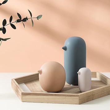 Bird Statue, Creative Ceramic Animal Sculpture, Simple Grey Art Bird Figure for Modern Art Home Office Decor