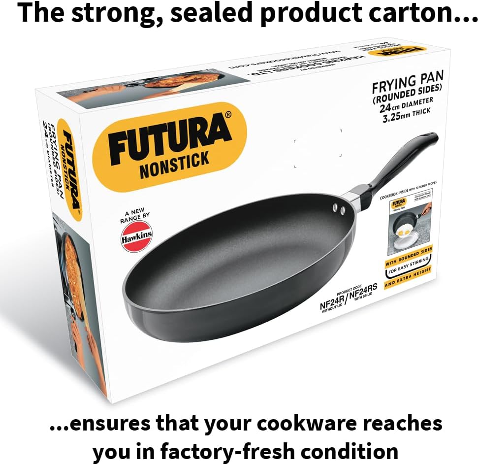 Futura Non-Stick 10-Inch Frying Pan Indian Style with Stainless Steel Lid