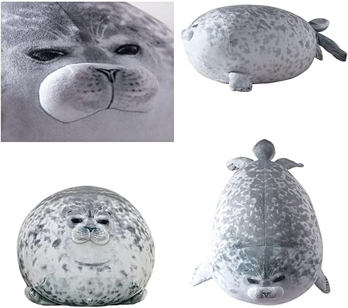 Miniatura 5 de Almohada de felpa con bonito sello de 16 pulgadas juguete de peluche suave, peluche de sello de globo gordito para niños y niñas, decoración de