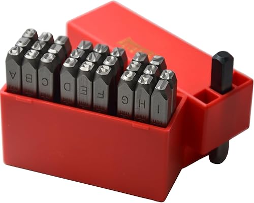 Vista 97 de Wokesi Kit de alfabeto de letras mayúsculas de 1/8" (3 mm) de altura, de acero, para timbre a mano, presión, para molde, código, etiqueta