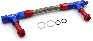 4150 Carburetor Fuel Line Kit 8AN Dual Feed to 7/8" Braided Dual Inlet for Holley Red+Blue