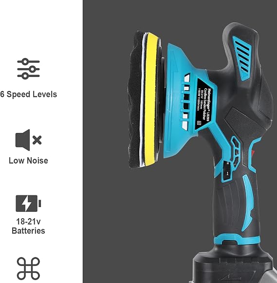 6 Cordless Car Polisher for Makita 18V,6-Speed Orbital Buffer