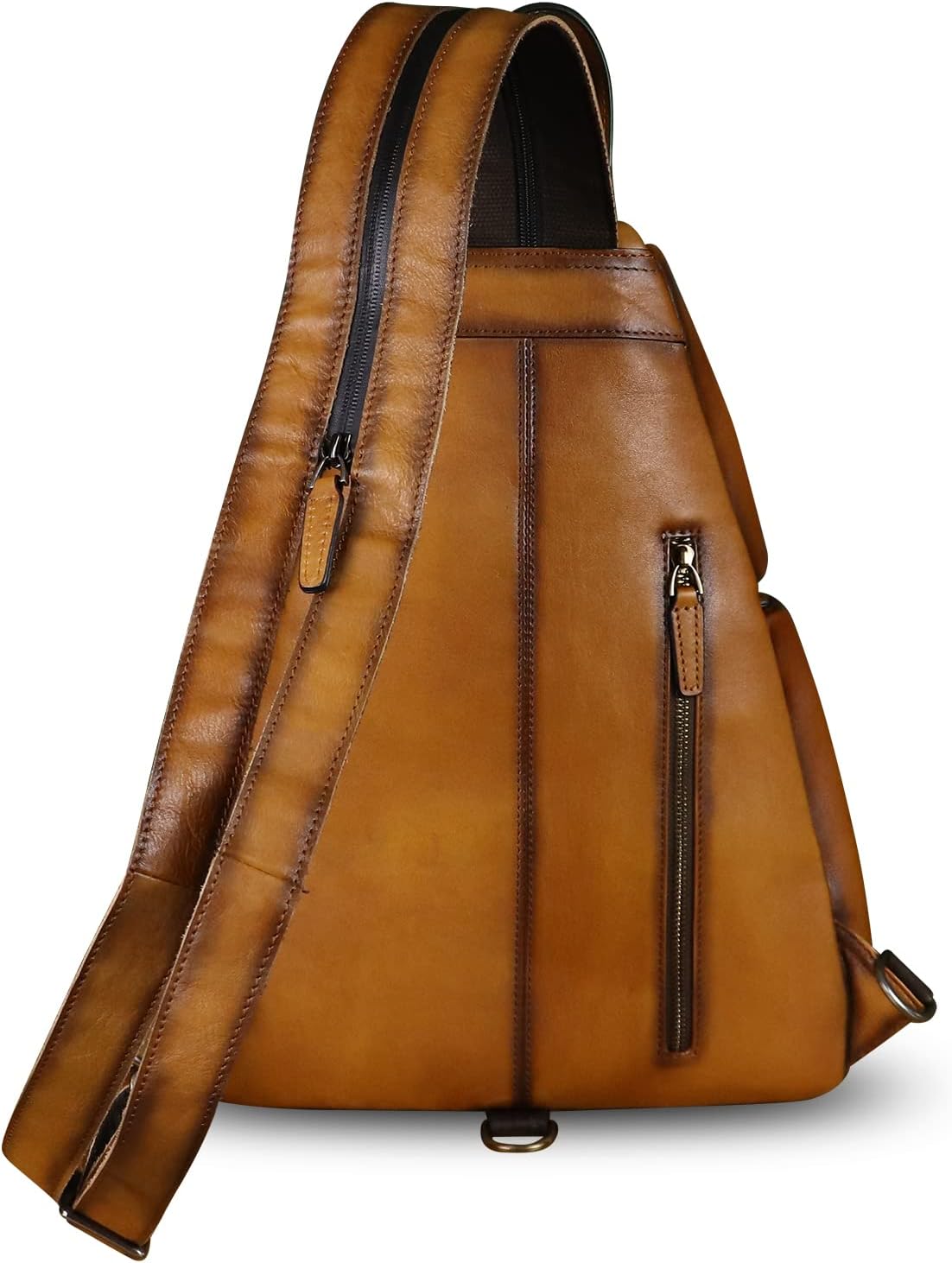 IVTG Genuine Leather Large Sling Bag for Men and Women Large Sling Backpack Purse Shoulder Crossbody Chest Bag for Ipad (Brown) - Image 3