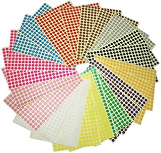 LJY 8mm Small Round Dot Stickers Sticky Colour Coding Labels, 12 Different Assorted Colors, 24 Sheets