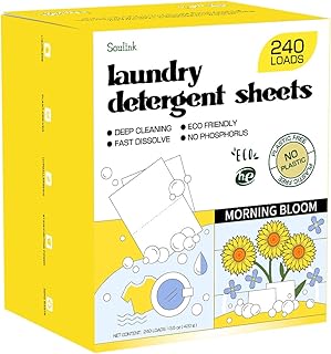 Soulink Laundry Detergent Sheets, 240 Loads - Eco-Friendly, Plant-Based, Hypoallergenic, No Plastic Jug (Morning Bloom Scent)