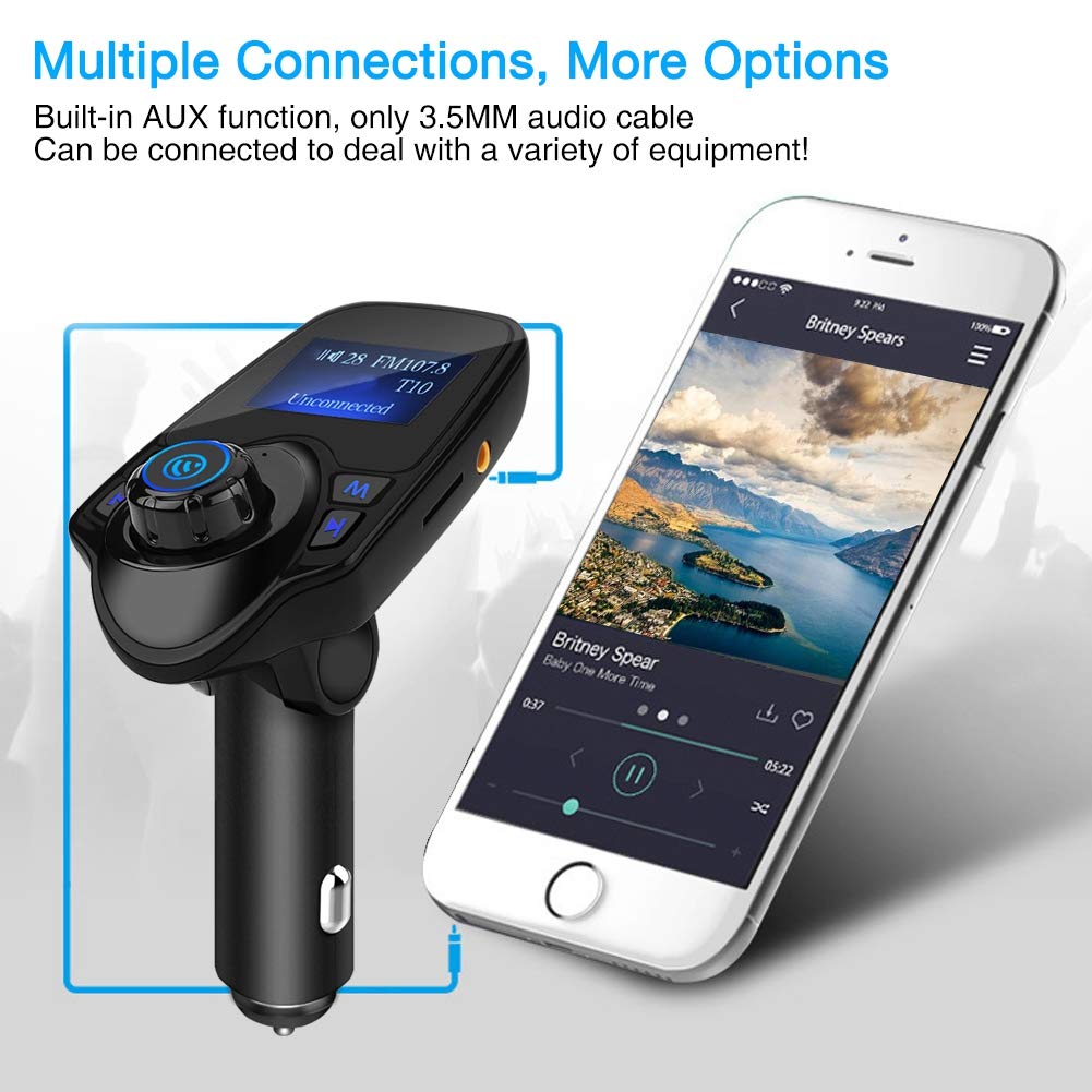 FM-Transmitter, T11 Bluetooth Wireless Freisprecheinrichtung MP3-Player FM-Transmitter USB-Ladegerät