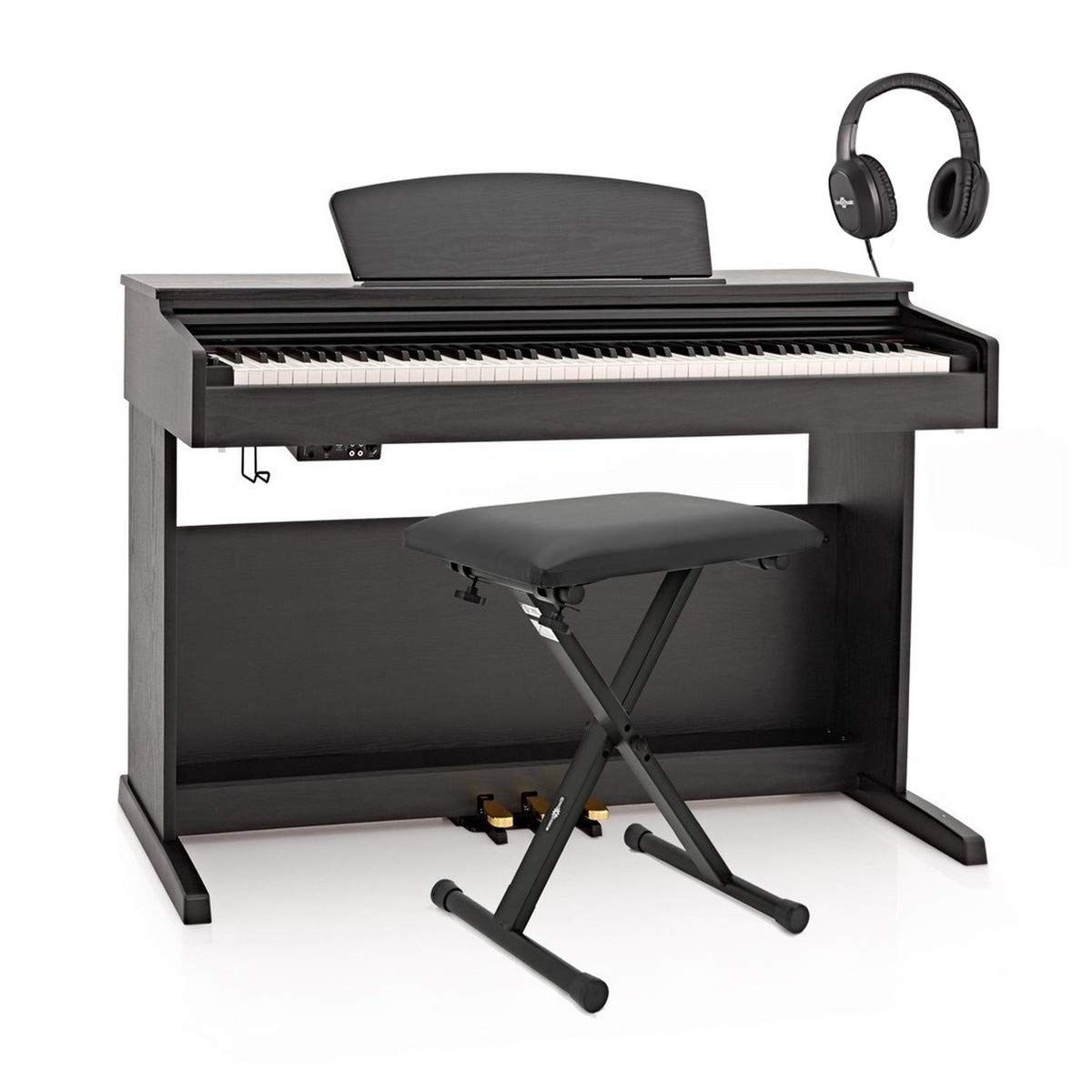 DP-10X Pianoforte Digitale di Gear4music + Pacchetto Accessori Nero Opaco | 88 tasti ad azione martelletto per un jeu espressivo, registrazione USB e memoria interna, metronomo e modalità apprendimento