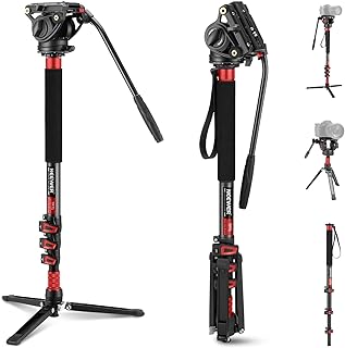 NEEWER 71.6" Pro Camera Monopod with Feet, Carbon Fiber Telescopic Video Monopod with QR Plate Compatible with DJI RS Gimbals Manfrotto, Removable Base for Camera Camcorder, Max Load 13.2lb/6Kg, TP71