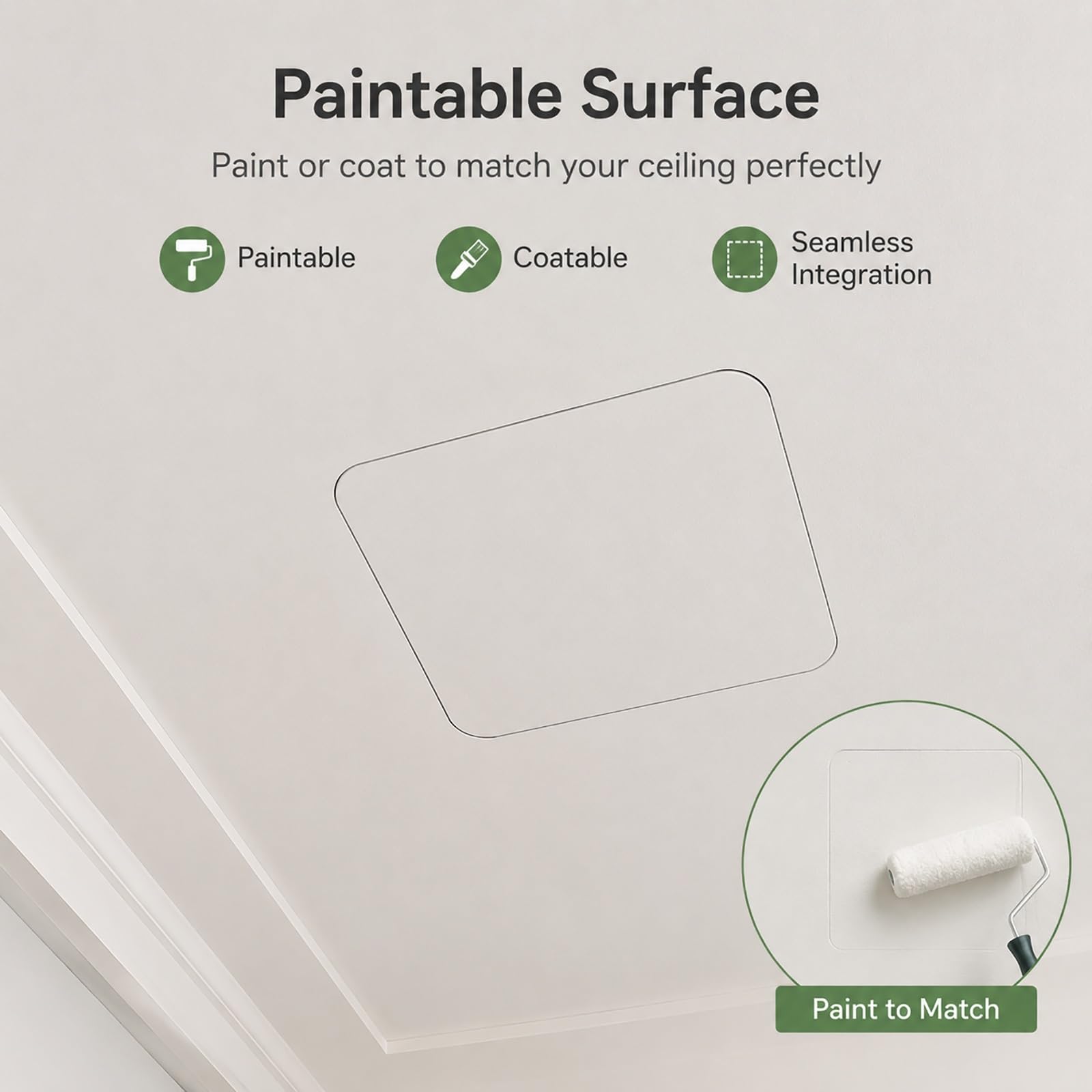 Panel Dostępowy do Sufitu, do Płyt Gipsowo Kartonowych 20×20cm–60×60cm | Pogrubiona Rama ABS, Nadająca Się do Malowania, do Rur Sufitowych i Wlotów Konserwacyjnych(450x450mm)