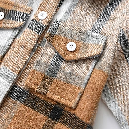 Toddler Boys' Girls' Flannel Plaid Shirt Button Down Long Sleeve Jacket Lapel Shacket Coat Tops Casual Outwear4
