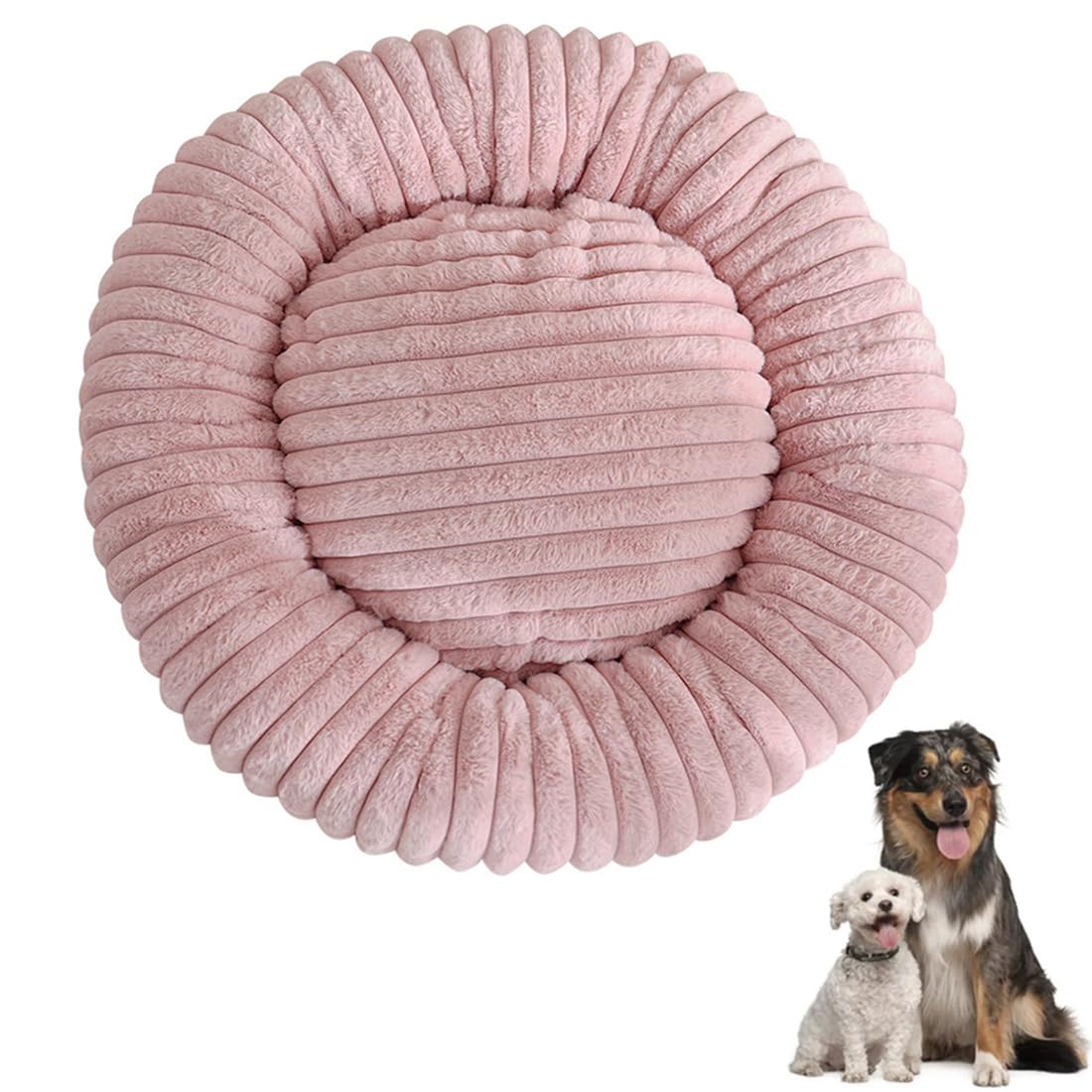 Panier donut pour chien stressé coussin anti-anxiété rose 70cm lavable