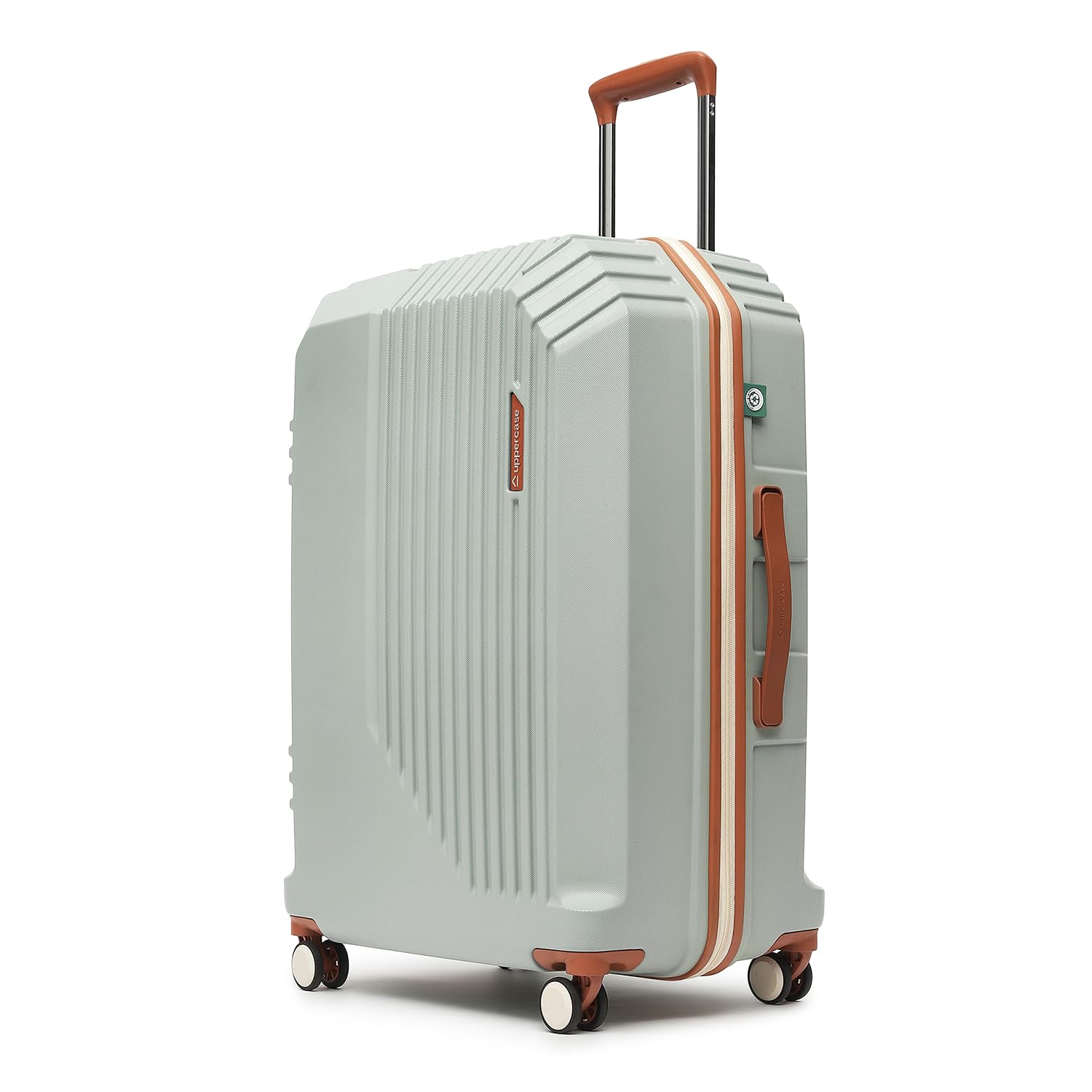 Vector (Large) 75cm, Check-in Sustainable Trolley Bag, Hardsided Anti-Scratch 8 Wheel Double Spinner Luggage, TSA Lock & Anti-Theft Zippers, Suitcase for Unisex, 2000 Days Warranty (Green)