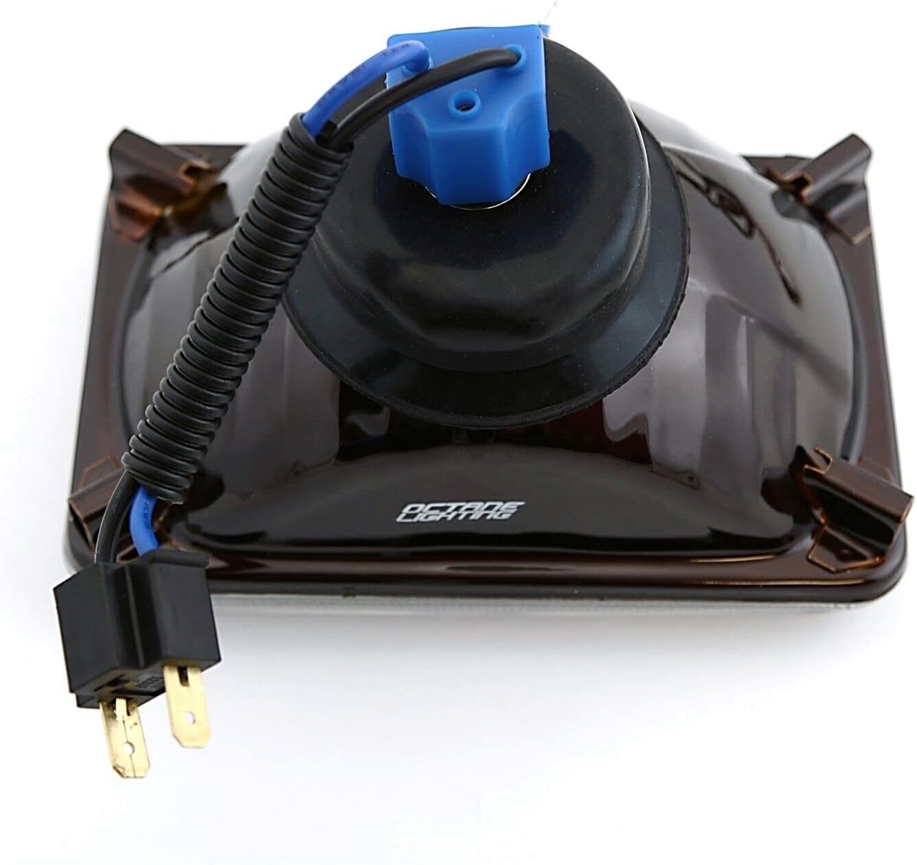 Octane Lighting 4X6 Inch Super White Halogen Projector Crystal Clear Lens/Metal Headlight H4 Light Bulb Headlamp Pair