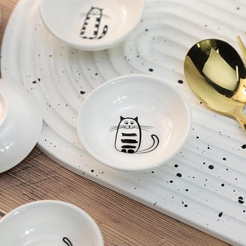 Miniatura 6 de SOCOSY Super Cute Cat - Plato de cerámica para salsacondimentocuenco de soya para sushiplatos de aperitivoplato para servir para cocina y hogar