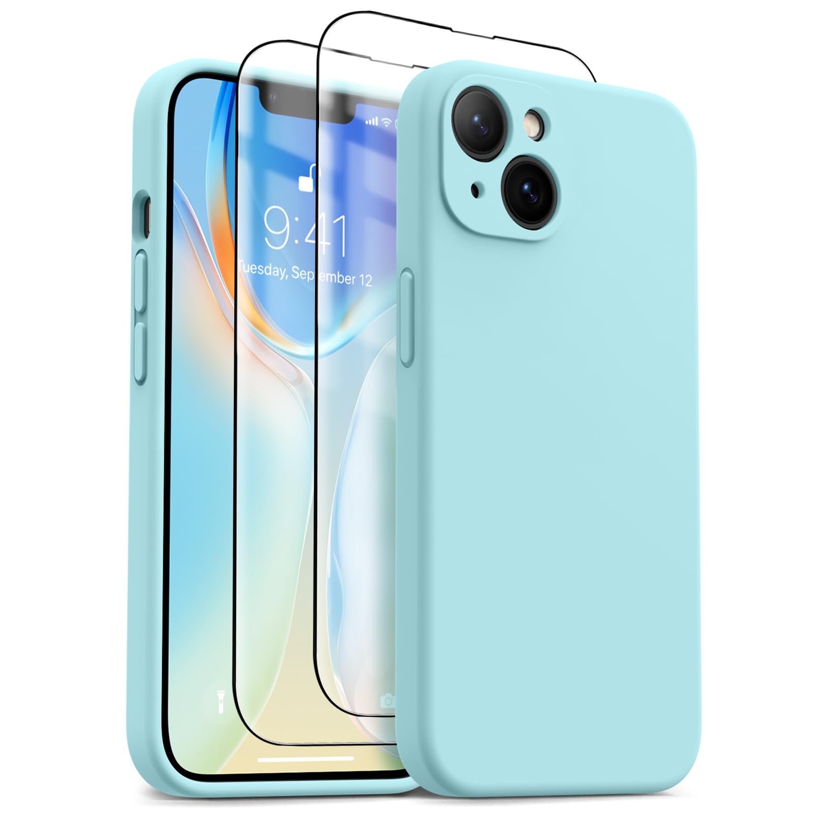 OTOFLY for iPhone 14 Case, Upgraded Silicone 14 Phone Case [2 Pack Screen Protectors][Camera Protection] Shockproof Women Men Girl Protective Case