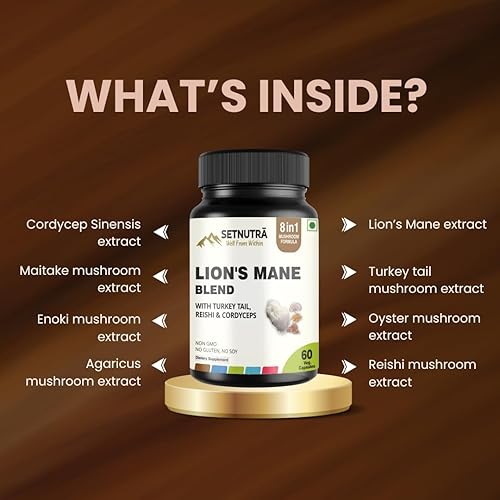 Miniatura 2 de Suplemento complejo de hongos 8 en 1 con cola de pavo de melena de león Reishi Cordyceps  Apoyo inmunológico para la salud del cerebro  Cápsulas