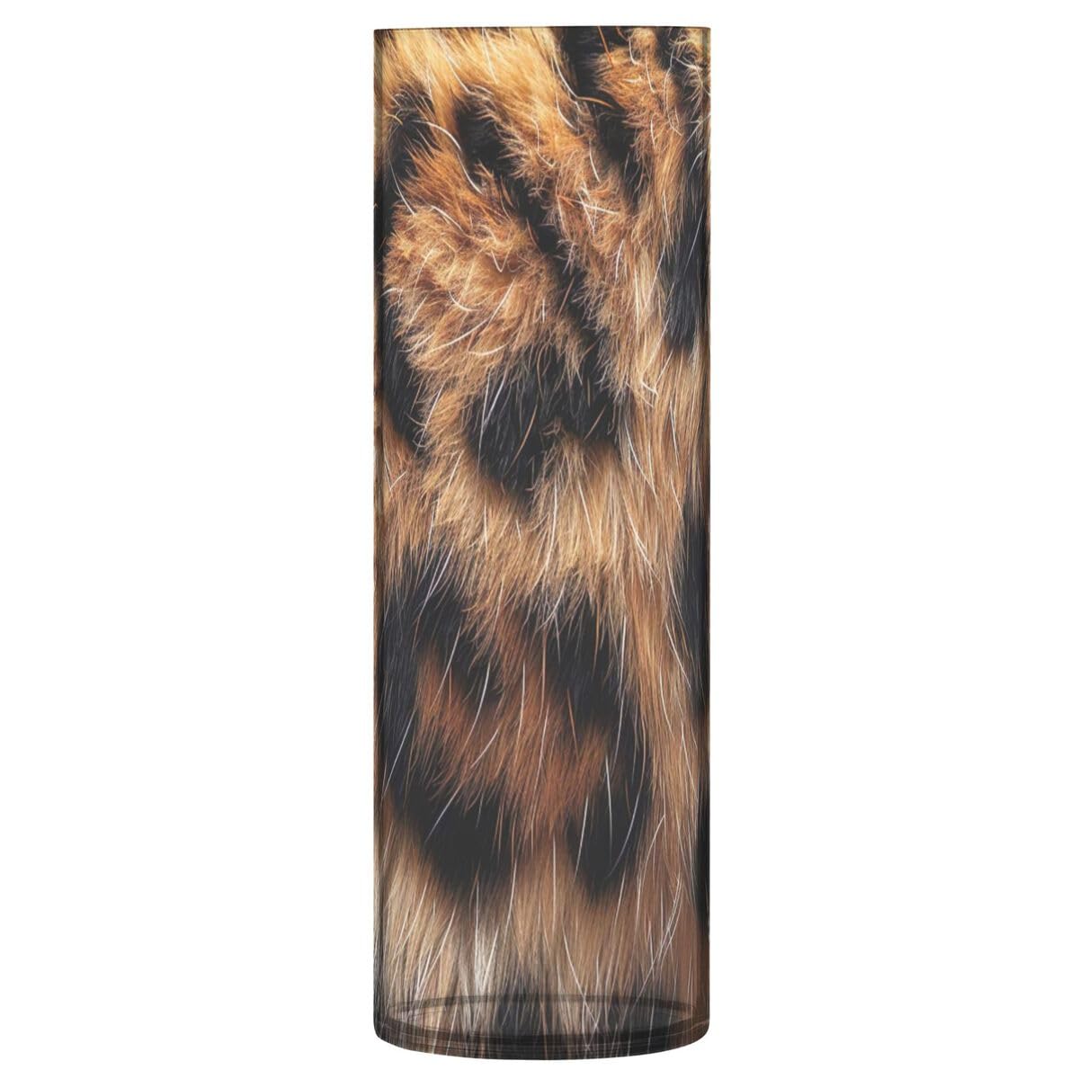 JUMBEAR Beautiful Brown Leopard Print Vase for Flowerse -Clear Vase Rustic Home Décor for Modern Farmhouse, Ideal Shelf, Table & Entryway Decor