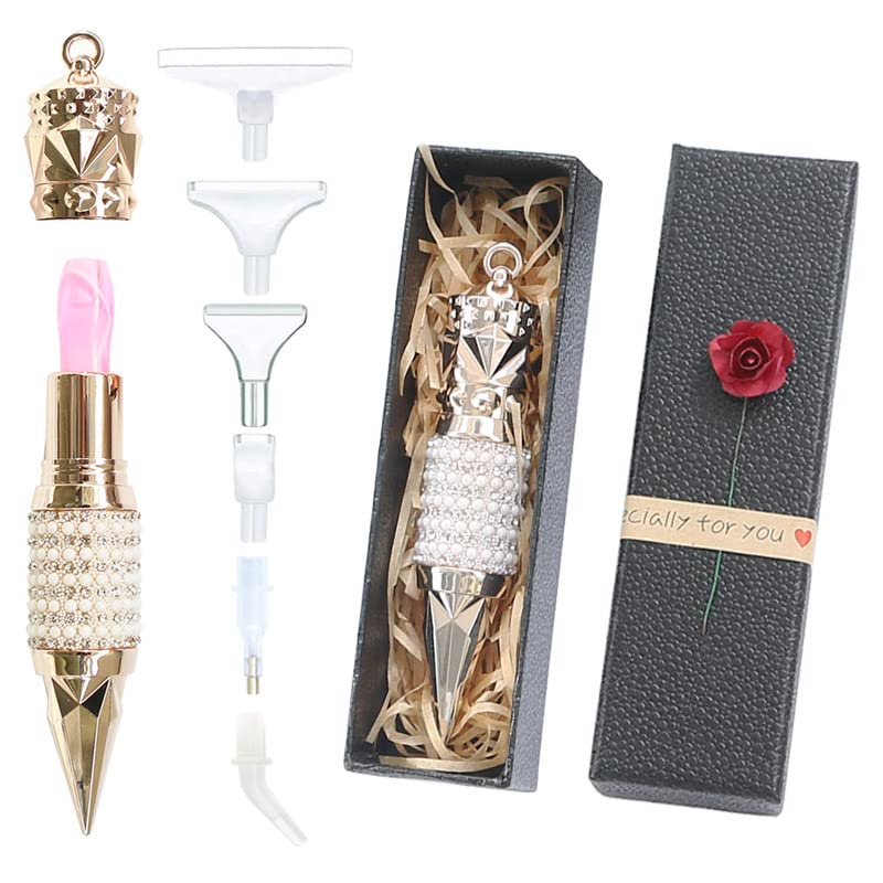 Diamond Painting Lipstick Shape Pen Christine T Plastic Metal Pen Head Drill (Plastic Set +Gift Box)