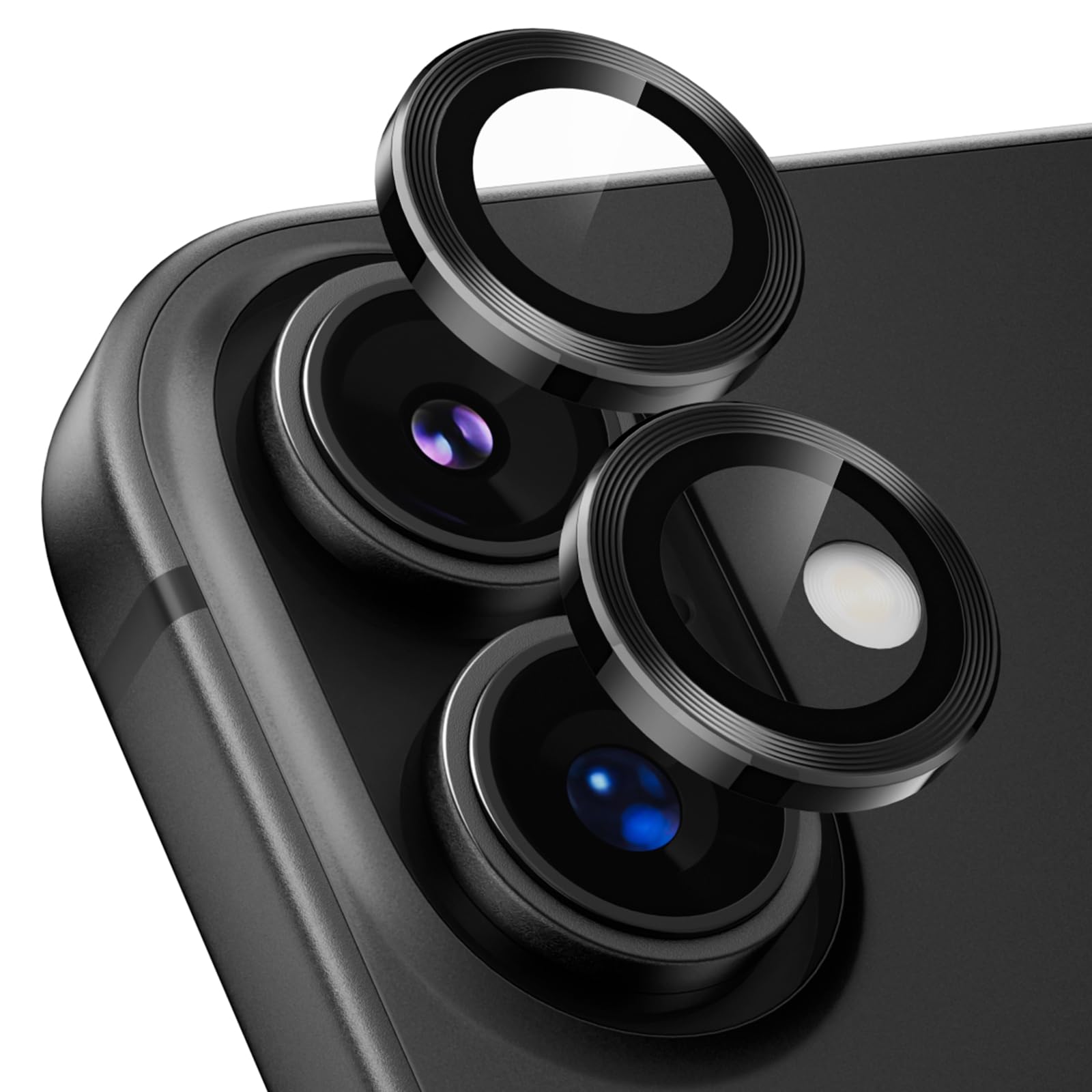 Podick カメラフィルム iPhone 17 用 カメラカバー 9H強化ガラス アルミ合金 アイフォン17 カメラ保護 キズ防止 耐衝撃 高透過率 黒縁取り 露出オーバー防止 極薄 いphone17レンズカバー プロテクター ブラック