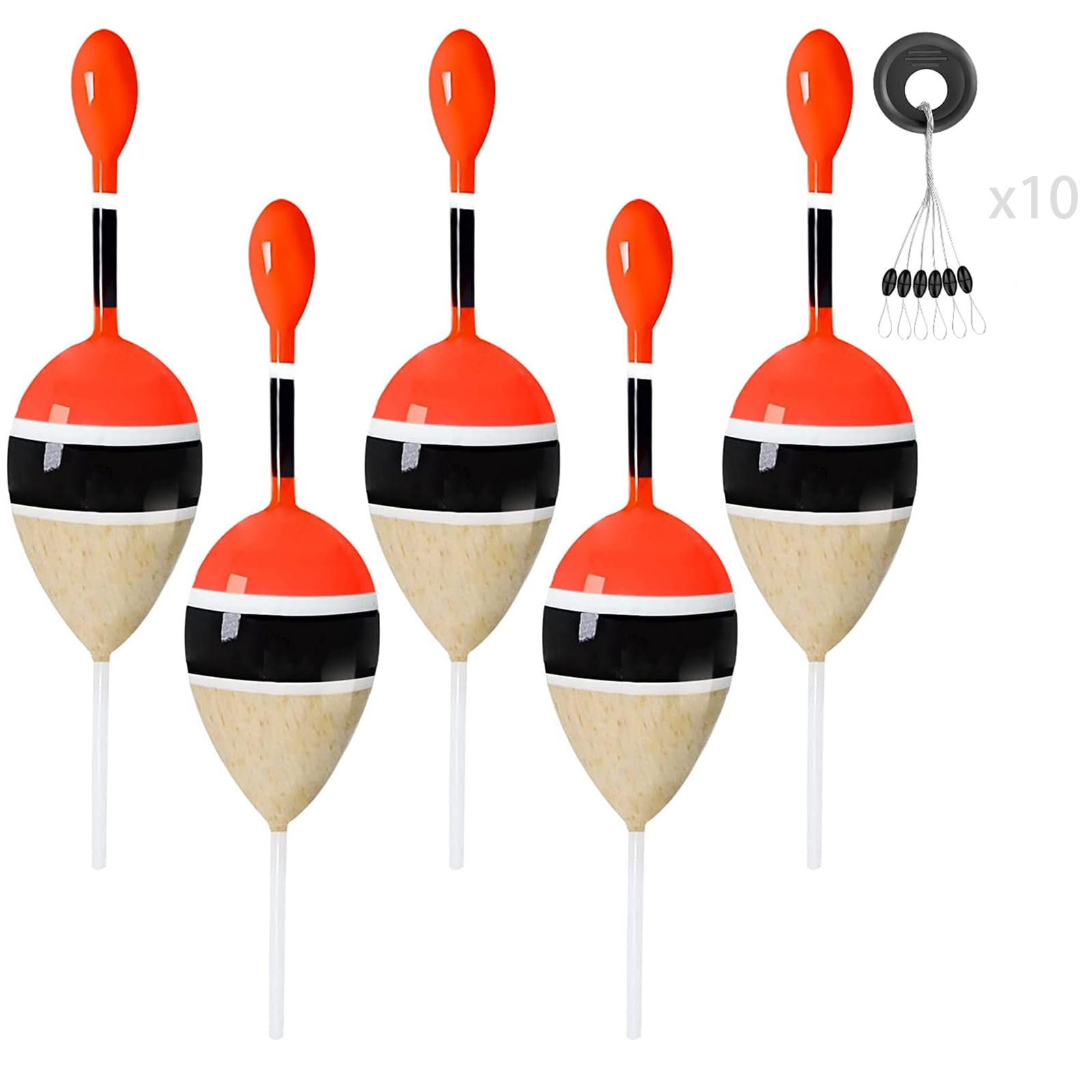 YOTO Slip Bobbers for Fishing,Balsa Wood Slide Fishing Floats Kit with Bobbers Stops,Slip Cork for Crappie Panfish Bass Trout