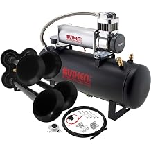 Vixen Horns Train Horn Kit, 4 Trumpets, 200 PSI Compressor, 2.5 Gallon Tank All-in-One Onboard Air Horn Kit, Super Loud dB, Fits 12V Vehicles Like Truck, Car, Semi, Pickup, SUV, Jeep VXO8580/4114B