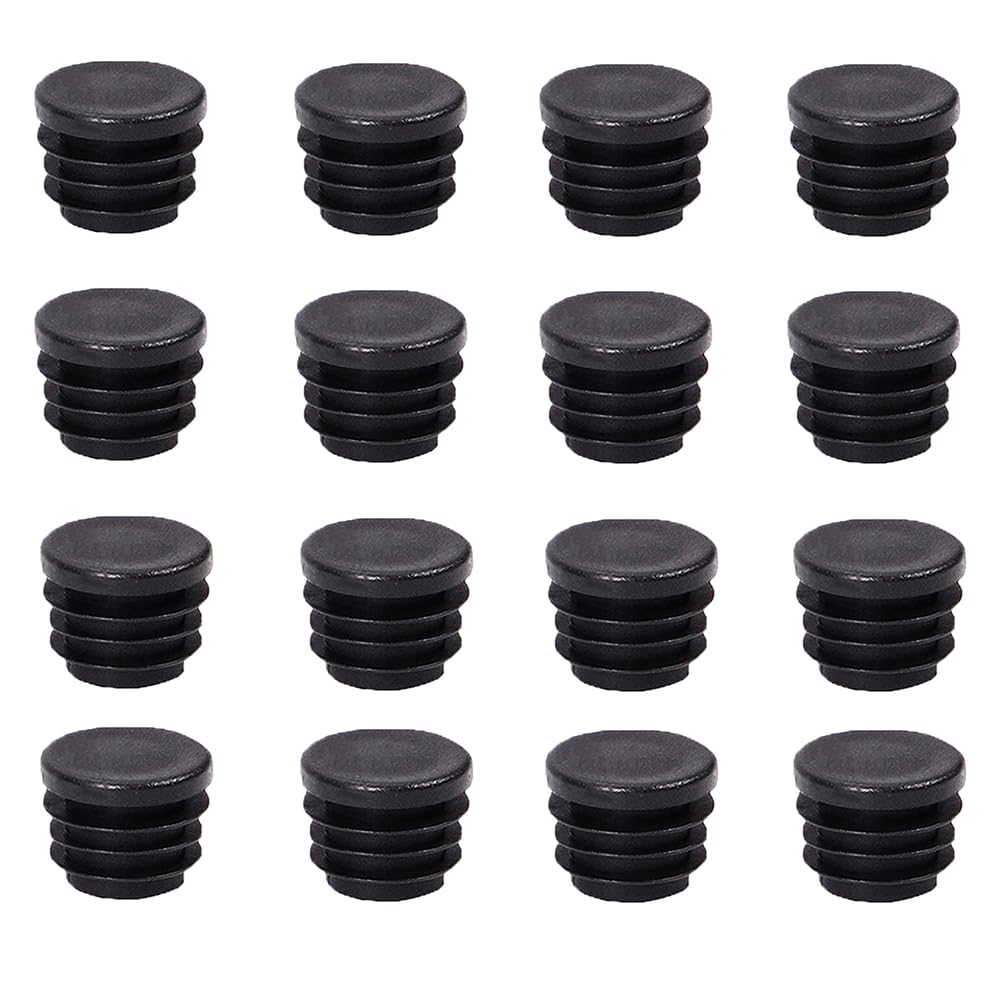Skypro Black 16 Pcs Inner Plug Dust Cover Plastic For Metal Tubing, Fences, Glide Protection From Chair Legs And Furniture, Durables Plastic Hole Plugs（Round 14 X 14Mm）