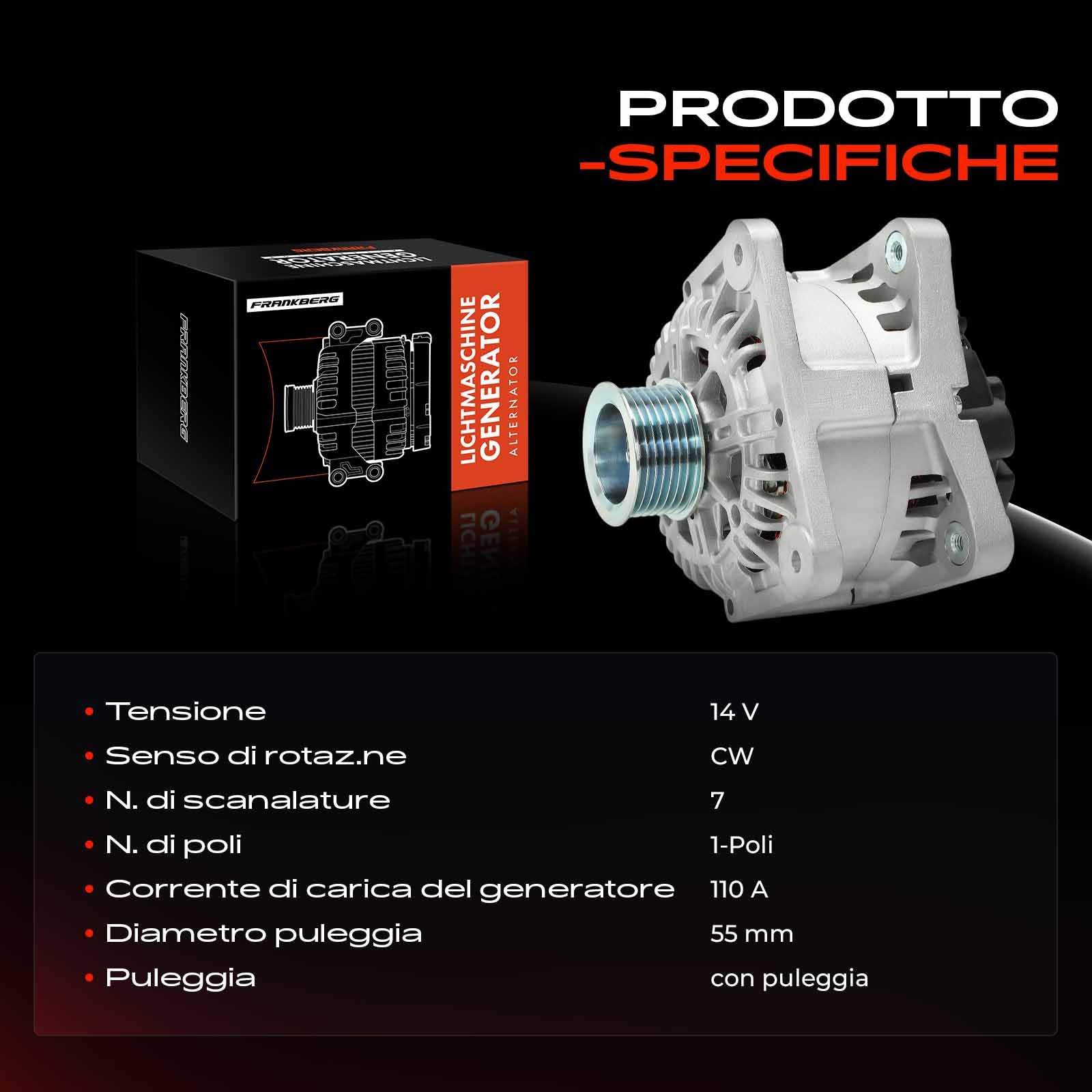 Frankberg Alternatore Generatore Benzina 8200538817 | benzina, 8200538817; Compatibile con: Clio III box/hatchback SB SR, Clio III BR0/1 CR0/1, Clio III Grandtour KR0/1
