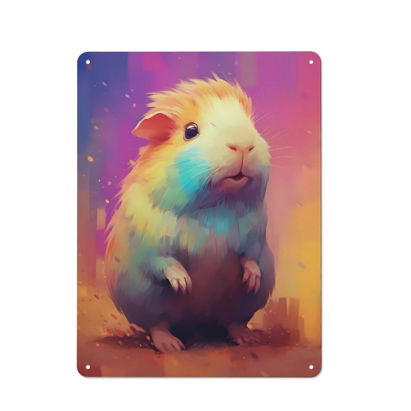 Junmoney Guinea Pig Animal Workshop Style Metal Wall Decor 40X30cm, Tin Sign For Tool Room, Garage, Studio Or Home Bar