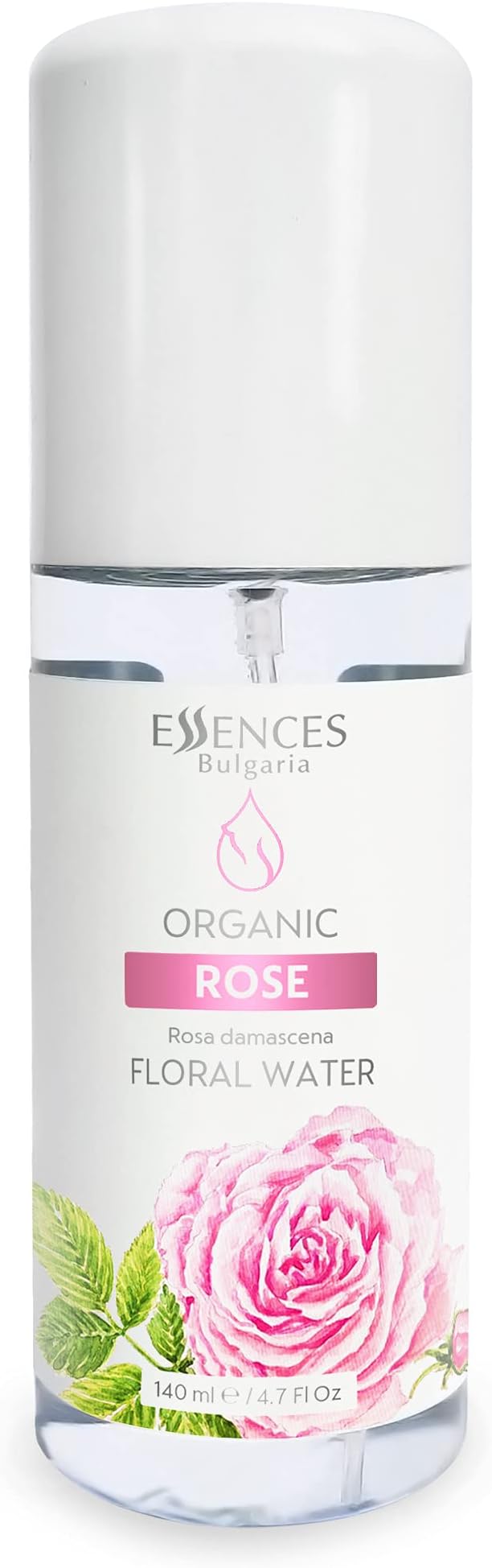 Essences Bulgaria | Organic Rose Floral Water 4.7 Fl Oz | 140ml | Rosa damascena | 100% Pure and Natural | Anti-Age Refreshing Beauty Mist | Alcohol-Free | Makeup Remover | Hydrating | Vegan