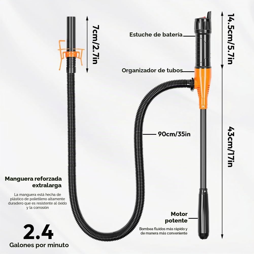 bomba de transferencia eléctrica para bidón, gasolina y fuel oil, con succión automática y pila, 2,6 GPM, para agua