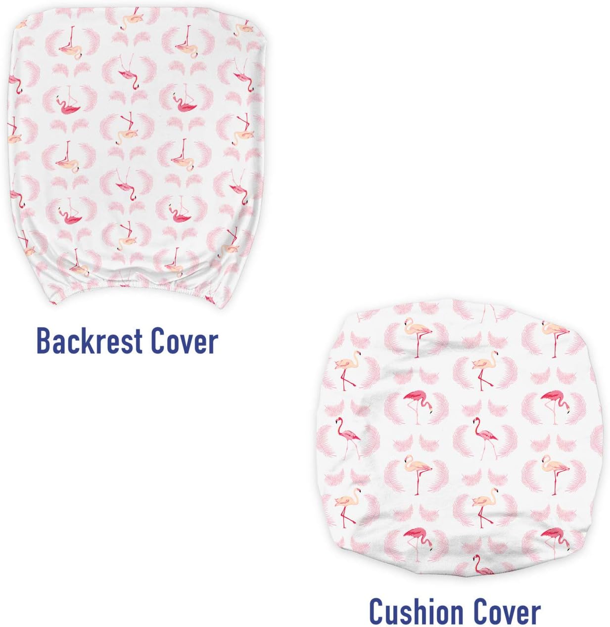 Lunarable Flamingo Office Chair Slipcover, Flamingos Walking Eating Standing Poses Pattern Flying Feathers Illustration Art, Protective Stretch Decorative Fabric Cover, Standard Size, Pink